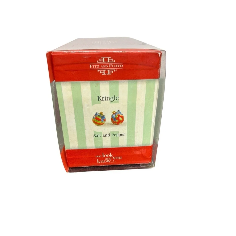 Fitz & Floyd Kringle Hand Painted Christmas‎ Ornaments Salt & Pepper Shakers NIB